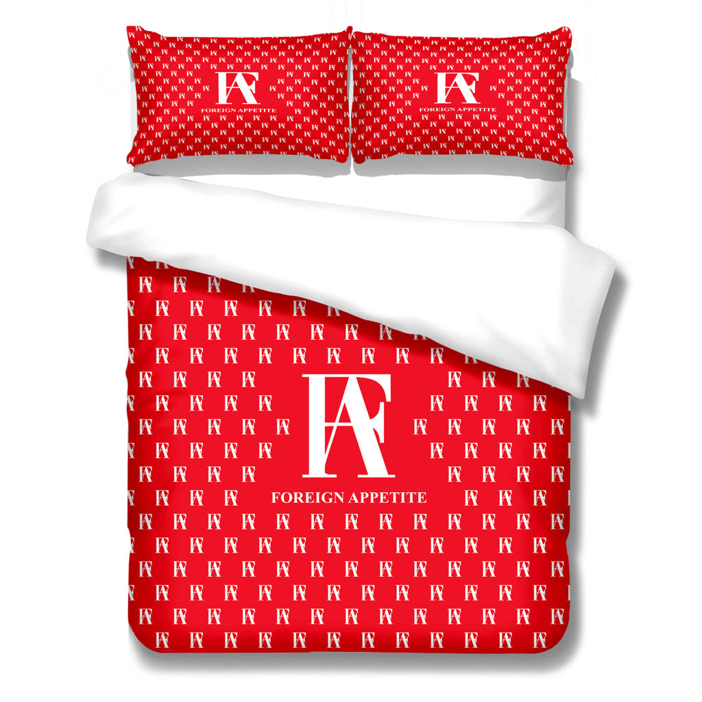 Red Monogram Bed Set