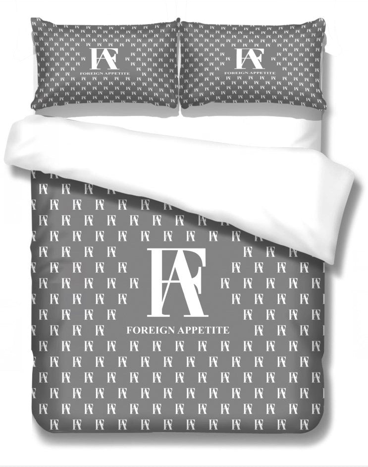 Grey Monogram Bed Set